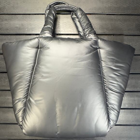 Black Quilted Puffer Tote Bag Puffy Shoulder Purse Y2K Streetwear Designer Look - Picture 2 of 15